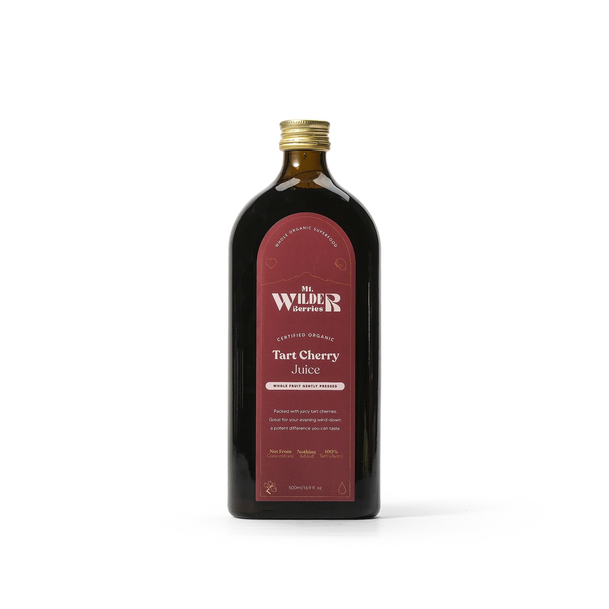 Mt. Wilder Berries Certified Organic Tart Cherry Juice – front
