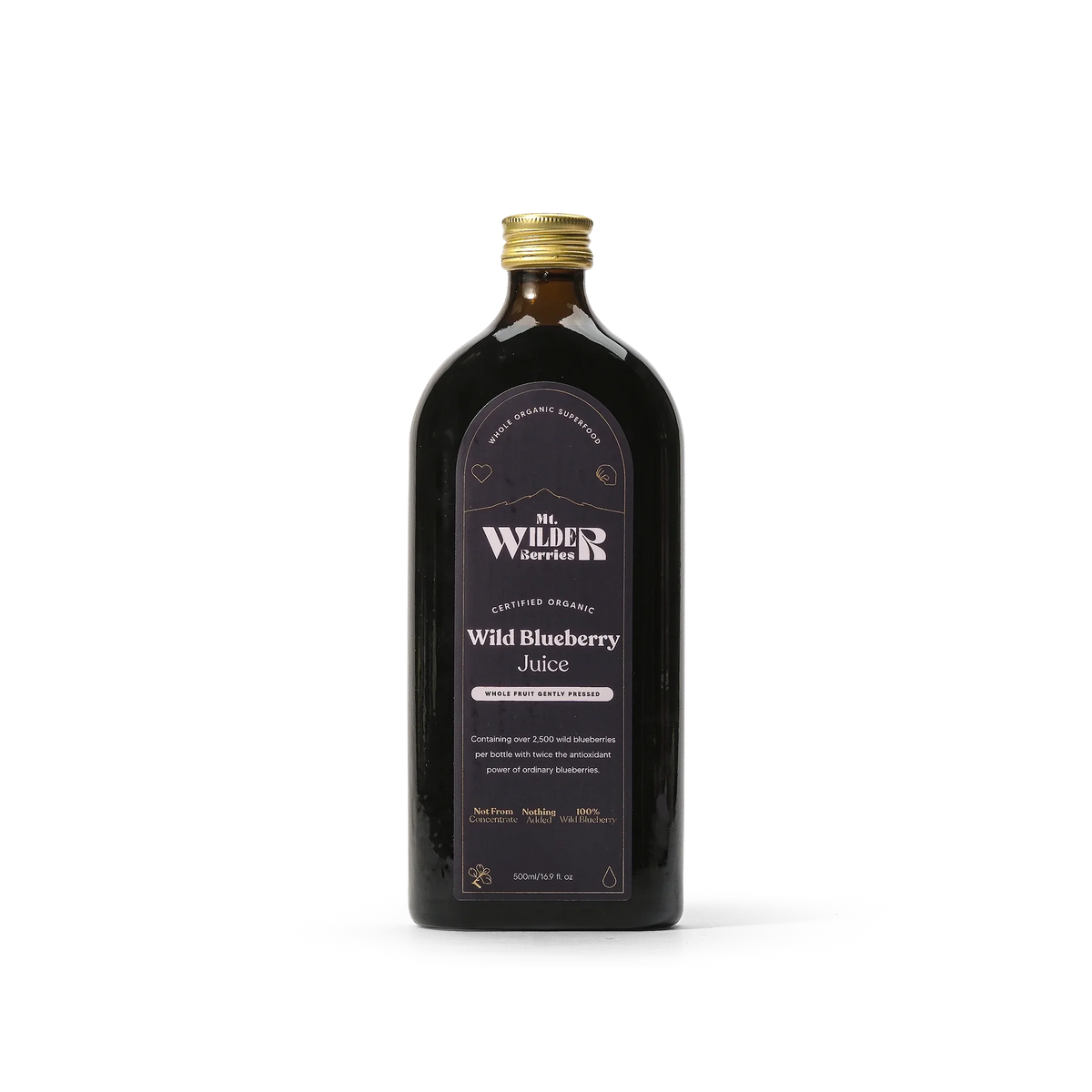 Mt. Wilder Berries Certified Organic Wild Blueberry Juice – front