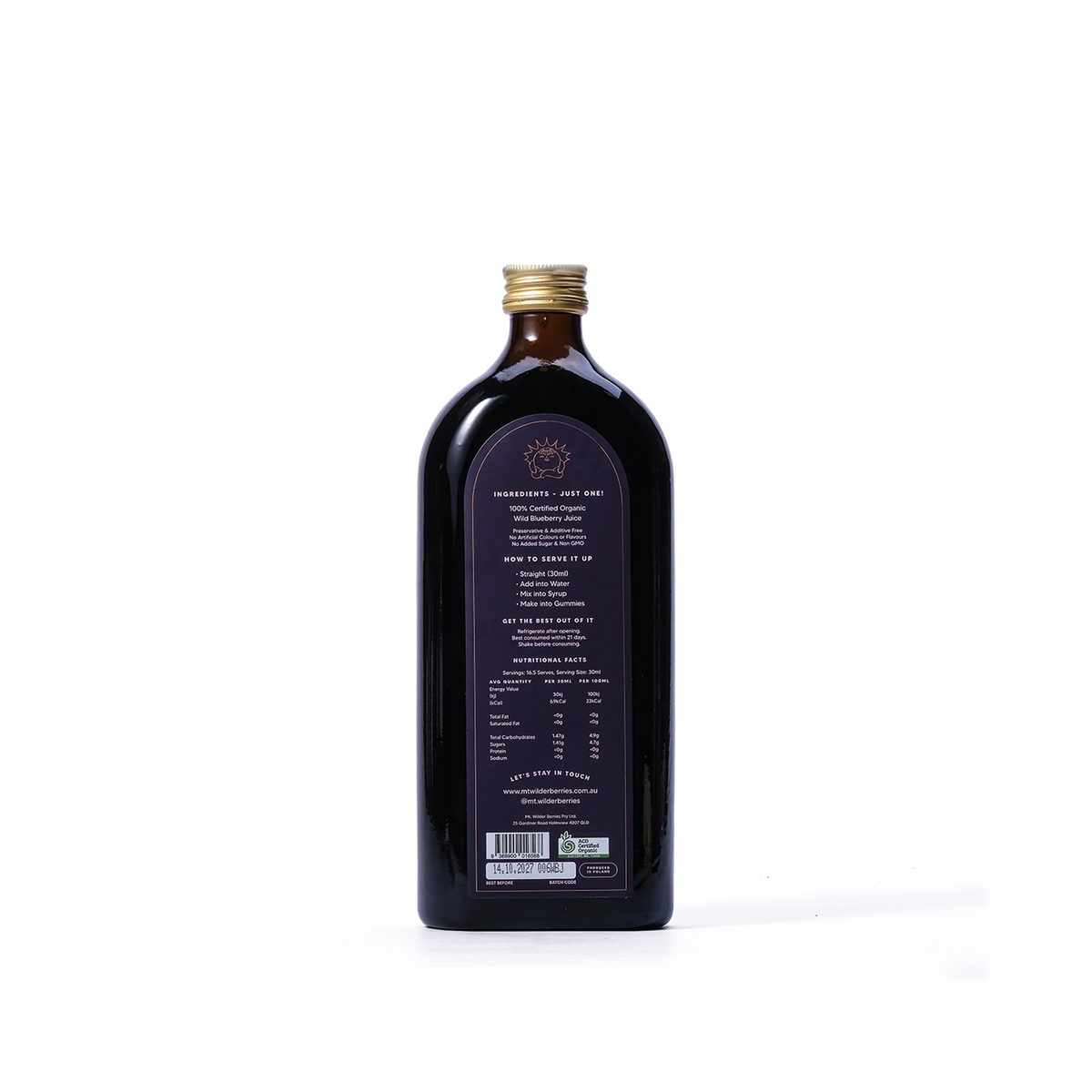 Mt. Wilder Berries Certified Organic Wild Blueberry Juice
