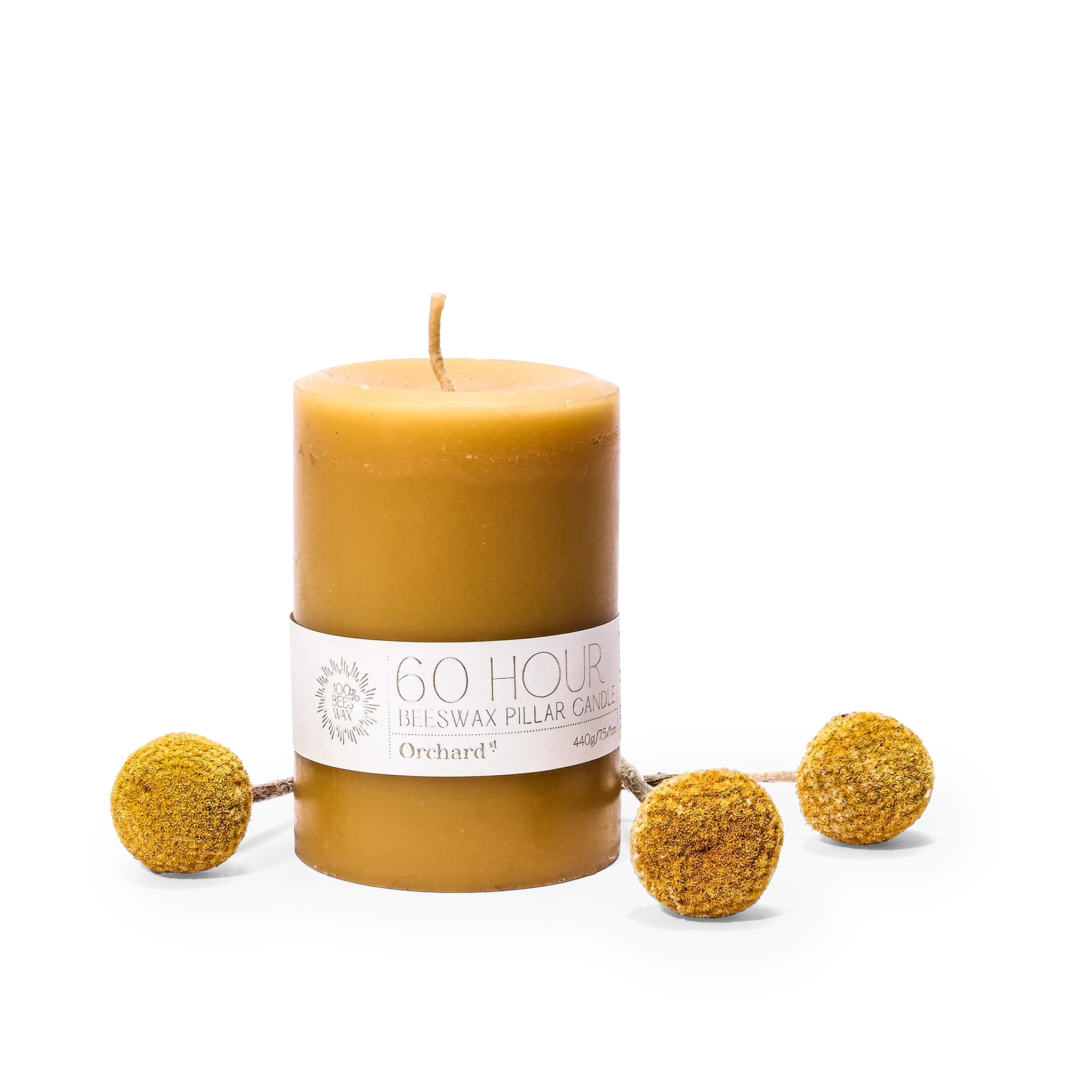 60HR Organic Beeswax Pillar Candle