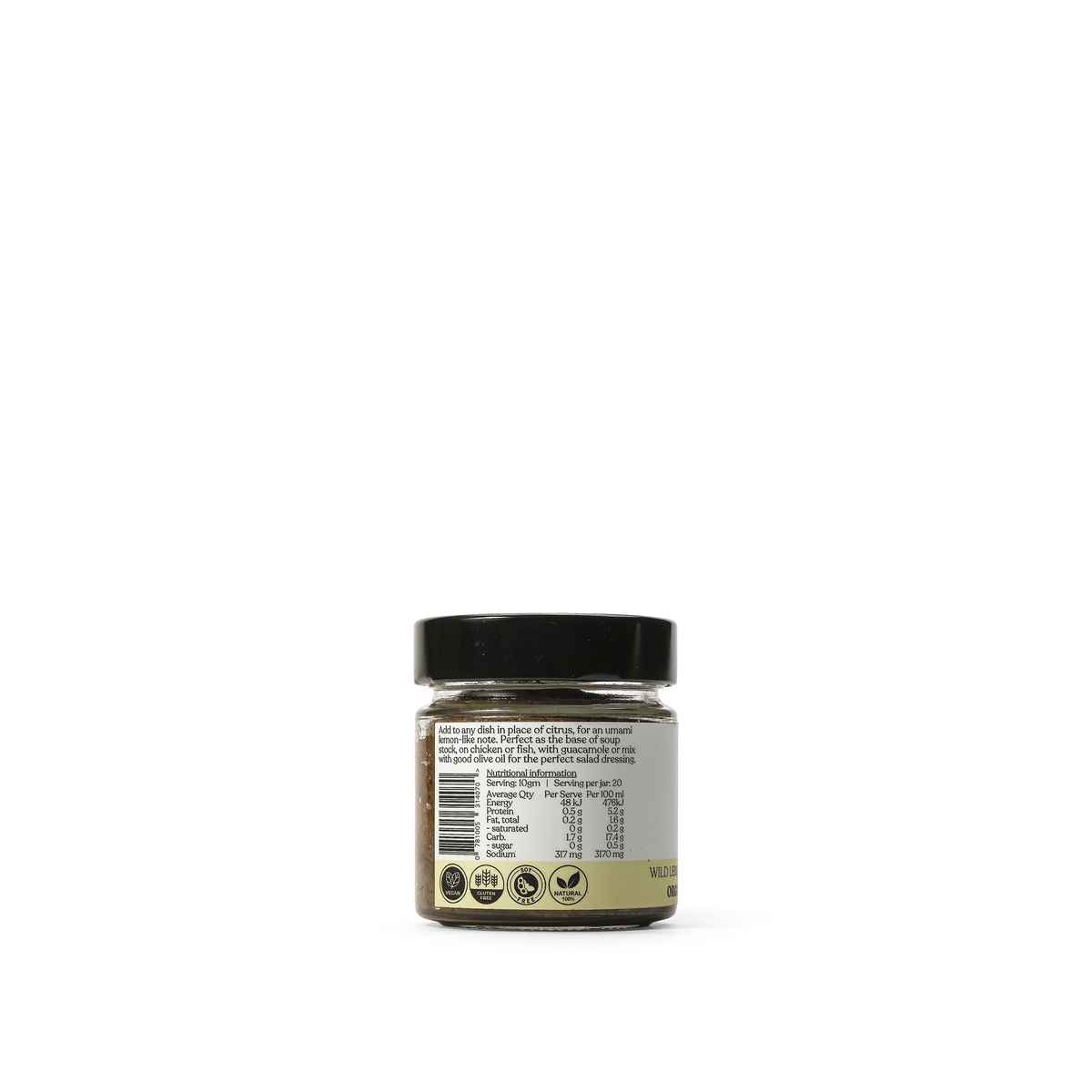Ziggy's Wildfoods Wild Lemon Myrtle & Chickpea Organic Miso – back