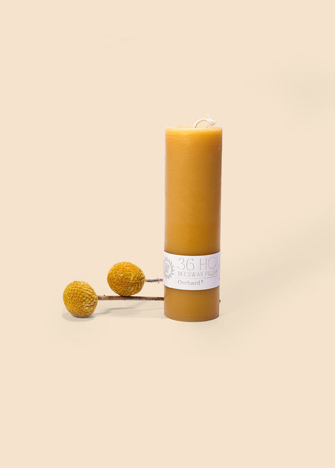 36HR Organic Beeswax Pillar Candle