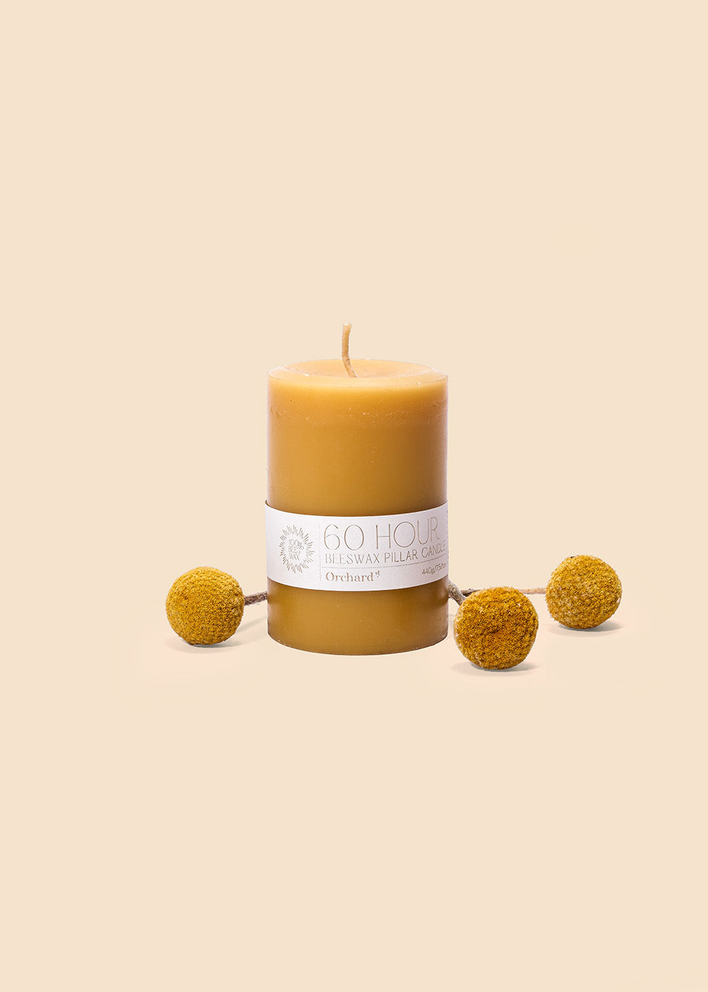 60HR Organic Beeswax Pillar Candle