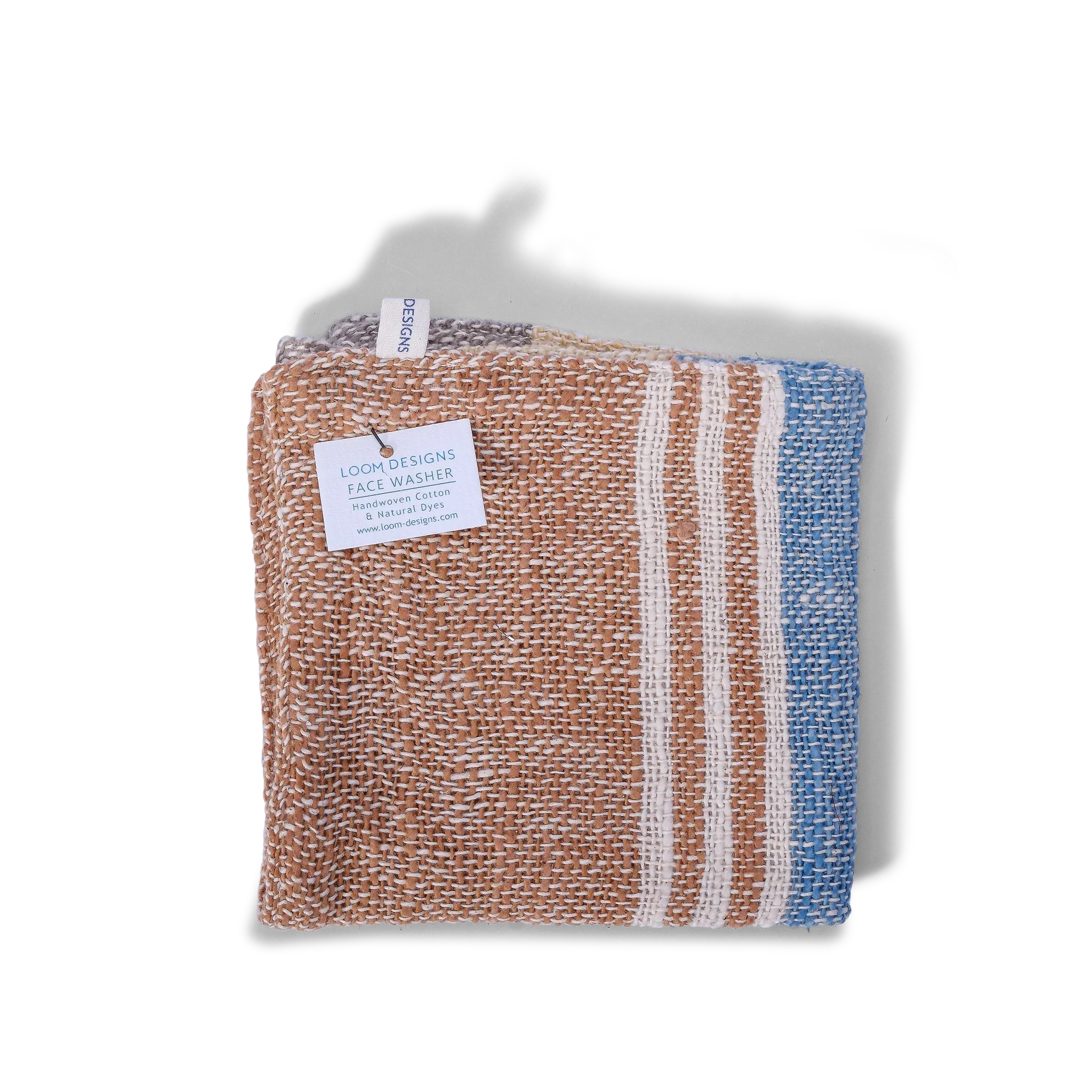 Face Washer Cinnamon & Natural Cotton Stripe 25cm x 25cm