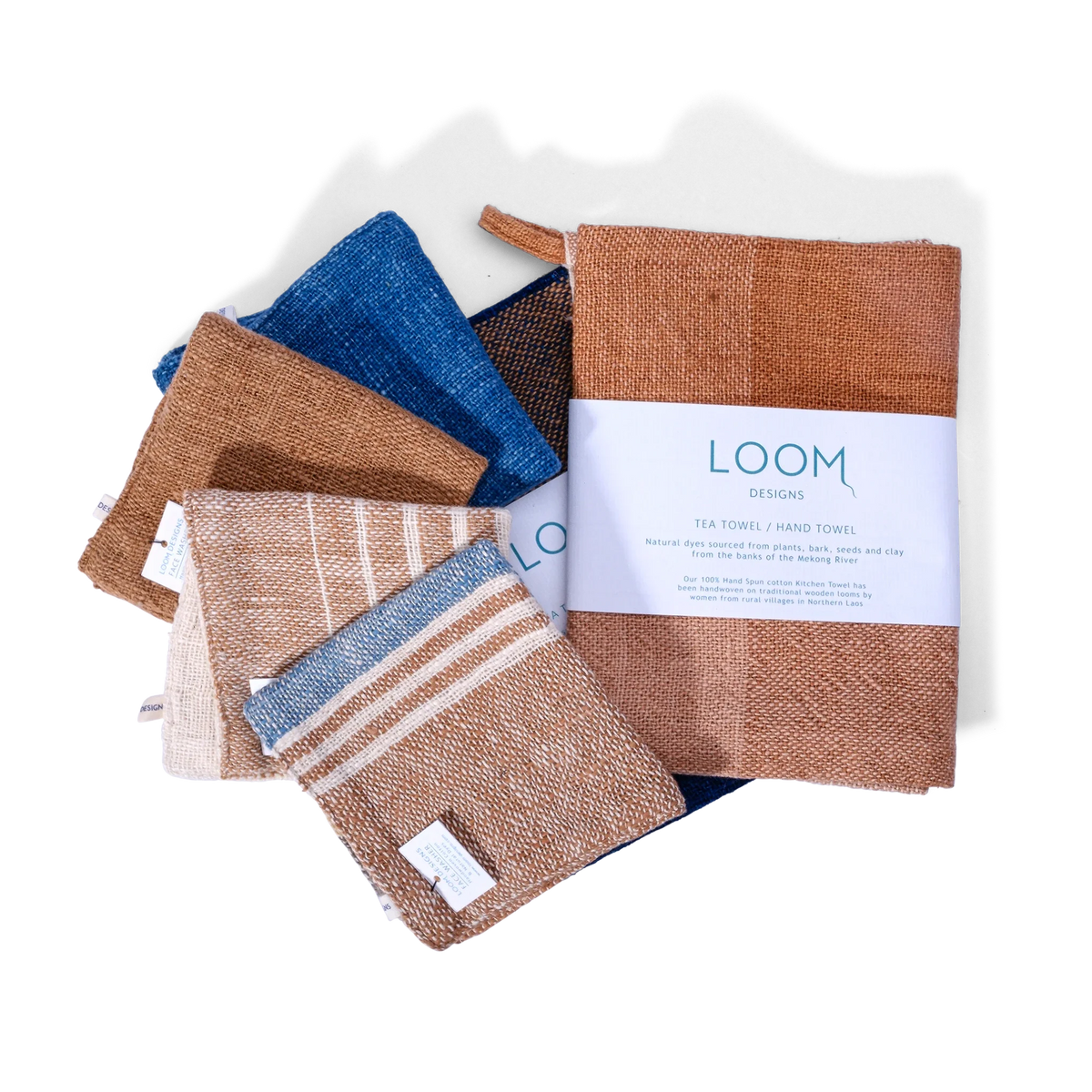 Loom Designs Tea Towel Dark Indigo & Cinnamon 50 cm x 65cm