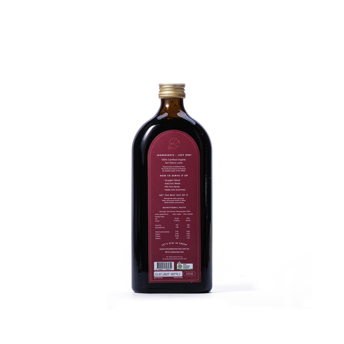 Mt. Wilder Berries Certified Organic Tart Cherry Juice