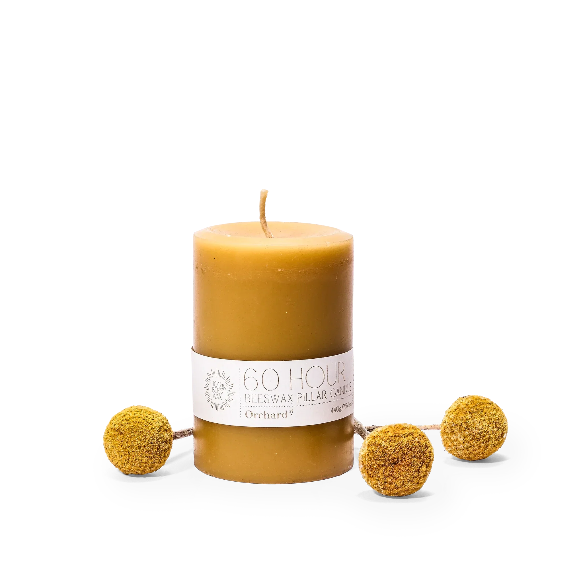 60HR Organic Beeswax Pillar Candle