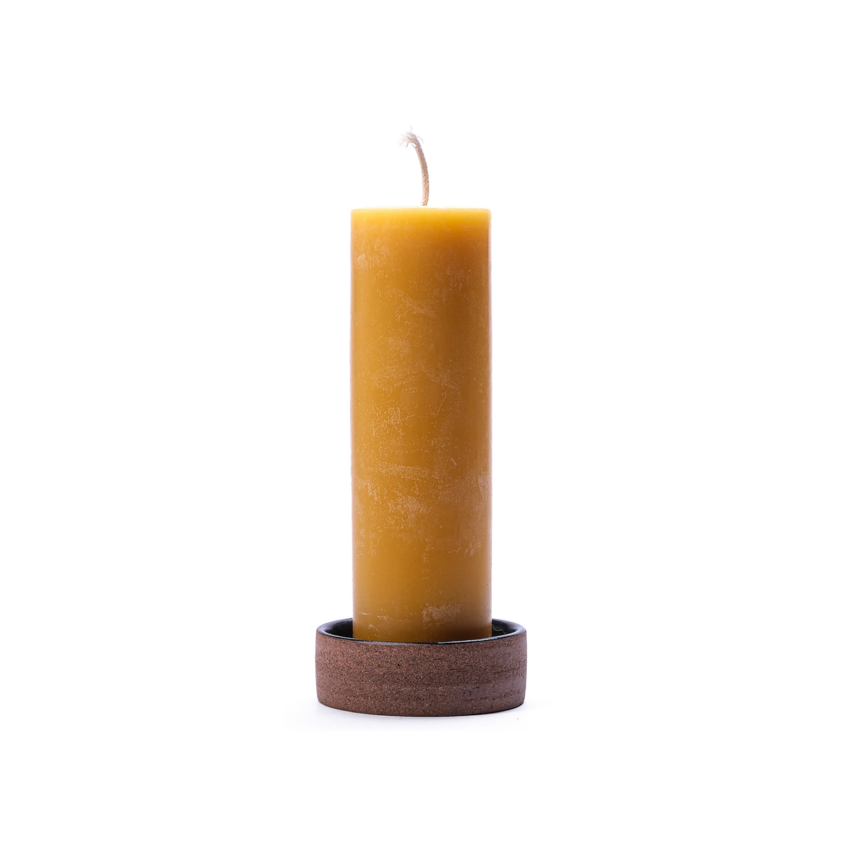 Orchard St. – Orchard St Beeswax Pillar Candle Tall With Coaster Front