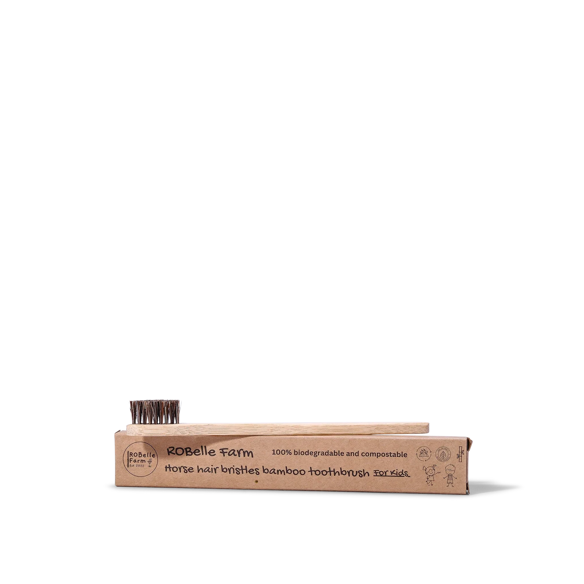 Natural Horse Hair Bristle Bamboo Toothbrush for Kids