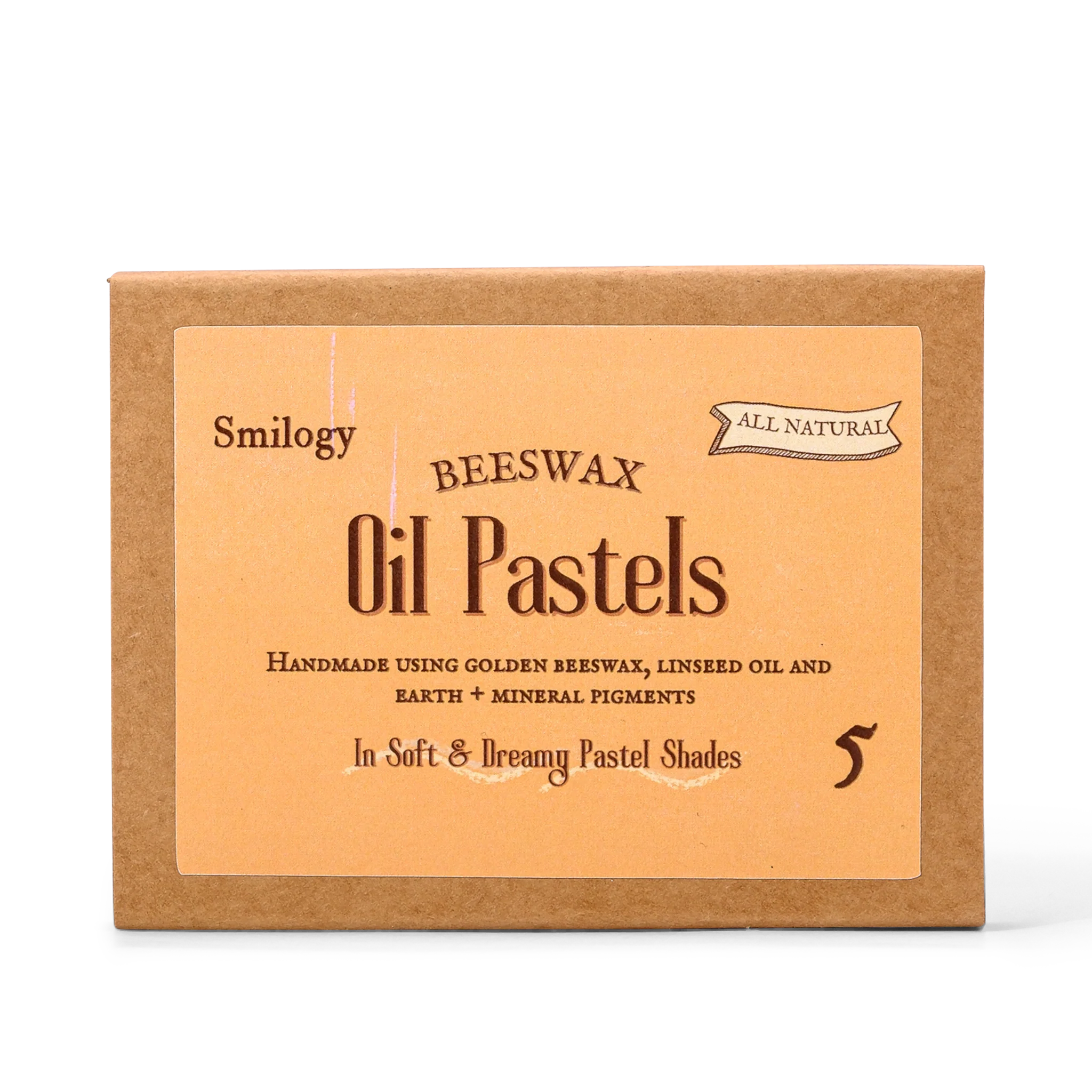 All Natural Beeswax Oil Pastels | Set of 5 Oil Pastels in Soft Pastel Colours